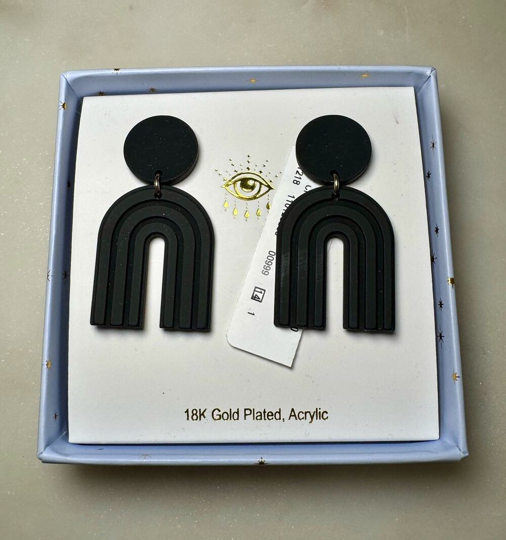 Eye Candy Black Acrylic 18k Gold Plated Earrings